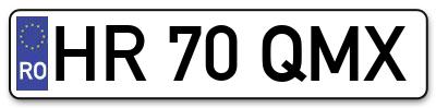 Placuta inmatriculare numar auto  HR-70-QMX, HR 70 QMX, HR70QMX
