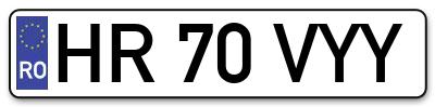 Placuta inmatriculare numar auto  HR-70-VYY, HR 70 VYY, HR70VYY