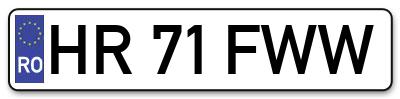 Placuta inmatriculare numar auto  HR-71-FWW, HR 71 FWW, HR71FWW
