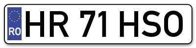 Placuta inmatriculare numar auto  HR-71-HSO, HR 71 HSO, HR71HSO