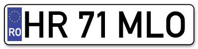 Placuta inmatriculare numar auto  HR-71-MLO, HR 71 MLO, HR71MLO
