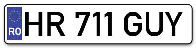 Placuta inmatriculare numar auto  HR-711-GUY, HR 711 GUY, HR711GUY