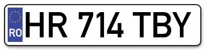Placuta inmatriculare numar auto  HR-714-TBY, HR 714 TBY, HR714TBY