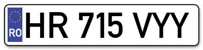 Placuta inmatriculare numar auto  HR-715-VYY, HR 715 VYY, HR715VYY