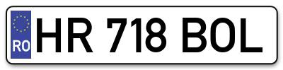 Placuta inmatriculare numar auto  HR-718-BOL, HR 718 BOL, HR718BOL