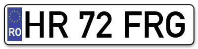 Placuta inmatriculare numar auto  HR-72-FRG, HR 72 FRG, HR72FRG
