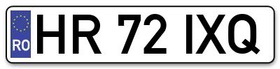 Placuta inmatriculare numar auto  HR-72-IXQ, HR 72 IXQ, HR72IXQ