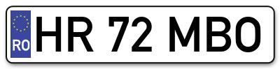 Placuta inmatriculare numar auto  HR-72-MBO, HR 72 MBO, HR72MBO