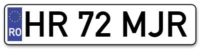 Placuta inmatriculare numar auto  HR-72-MJR, HR 72 MJR, HR72MJR
