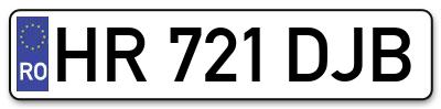 Placuta inmatriculare numar auto  HR-721-DJB, HR 721 DJB, HR721DJB