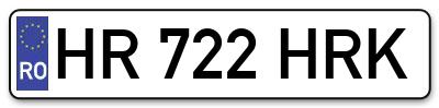 Placuta inmatriculare numar auto  HR-722-HRK, HR 722 HRK, HR722HRK