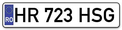 Placuta inmatriculare numar auto  HR-723-HSG, HR 723 HSG, HR723HSG