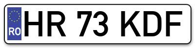 Placuta inmatriculare numar auto  HR-73-KDF, HR 73 KDF, HR73KDF