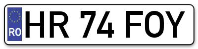 Placuta inmatriculare numar auto  HR-74-FOY, HR 74 FOY, HR74FOY