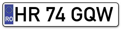 Placuta inmatriculare numar auto  HR-74-GQW, HR 74 GQW, HR74GQW
