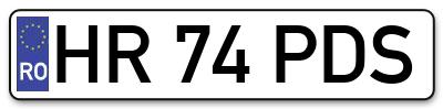 Placuta inmatriculare numar auto  HR-74-PDS, HR 74 PDS, HR74PDS