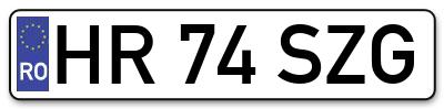Placuta inmatriculare numar auto  HR-74-SZG, HR 74 SZG, HR74SZG
