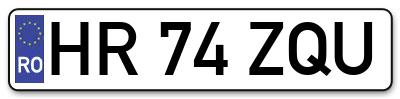 Placuta inmatriculare numar auto  HR-74-ZQU, HR 74 ZQU, HR74ZQU