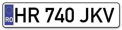 Placuta inmatriculare numar auto  HR-740-JKV, HR 740 JKV, HR740JKV