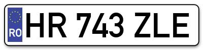 Placuta inmatriculare numar auto  HR-743-ZLE, HR 743 ZLE, HR743ZLE