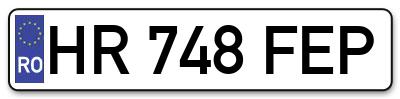 Placuta inmatriculare numar auto  HR-748-FEP, HR 748 FEP, HR748FEP