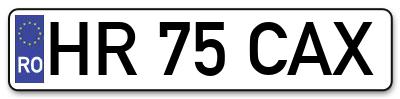 Placuta inmatriculare numar auto  HR-75-CAX, HR 75 CAX, HR75CAX