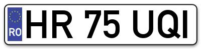 Placuta inmatriculare numar auto  HR-75-UQI, HR 75 UQI, HR75UQI
