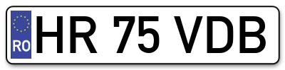 Placuta inmatriculare numar auto  HR-75-VDB, HR 75 VDB, HR75VDB