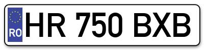 Placuta inmatriculare numar auto  HR-750-BXB, HR 750 BXB, HR750BXB