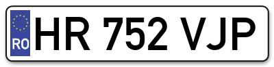 Placuta inmatriculare numar auto  HR-752-VJP, HR 752 VJP, HR752VJP