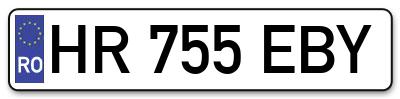Placuta inmatriculare numar auto  HR-755-EBY, HR 755 EBY, HR755EBY