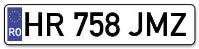 Placuta inmatriculare numar auto  HR-758-JMZ, HR 758 JMZ, HR758JMZ