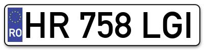 Placuta inmatriculare numar auto  HR-758-LGI, HR 758 LGI, HR758LGI