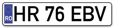 Placuta inmatriculare numar auto  HR-76-EBV, HR 76 EBV, HR76EBV