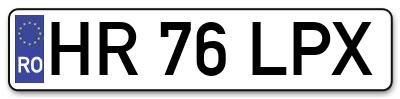 Placuta inmatriculare numar auto  HR-76-LPX, HR 76 LPX, HR76LPX