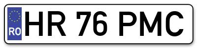 Placuta inmatriculare numar auto  HR-76-PMC, HR 76 PMC, HR76PMC