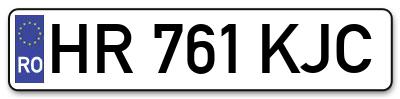 Placuta inmatriculare numar auto  HR-761-KJC, HR 761 KJC, HR761KJC