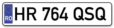 Placuta inmatriculare numar auto  HR-764-QSQ, HR 764 QSQ, HR764QSQ