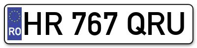 Placuta inmatriculare numar auto  HR-767-QRU, HR 767 QRU, HR767QRU