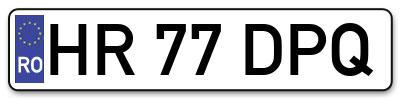 Placuta inmatriculare numar auto  HR-77-DPQ, HR 77 DPQ, HR77DPQ