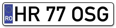 Placuta inmatriculare numar auto  HR-77-OSG, HR 77 OSG, HR77OSG