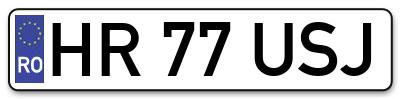 Placuta inmatriculare numar auto  HR-77-USJ, HR 77 USJ, HR77USJ