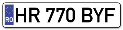 Placuta inmatriculare numar auto  HR-770-BYF, HR 770 BYF, HR770BYF