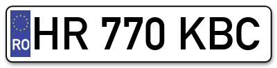 Placuta inmatriculare numar auto  HR-770-KBC, HR 770 KBC, HR770KBC