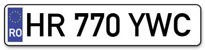 Placuta inmatriculare numar auto  HR-770-YWC, HR 770 YWC, HR770YWC