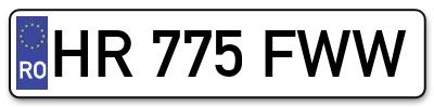 Placuta inmatriculare numar auto  HR-775-FWW, HR 775 FWW, HR775FWW
