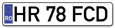 Placuta inmatriculare numar auto  HR-78-FCD, HR 78 FCD, HR78FCD