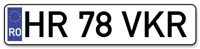 Placuta inmatriculare numar auto  HR-78-VKR, HR 78 VKR, HR78VKR