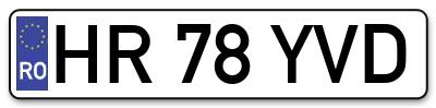 Placuta inmatriculare numar auto  HR-78-YVD, HR 78 YVD, HR78YVD