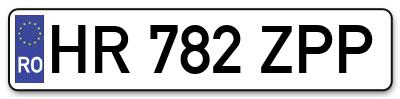 Placuta inmatriculare numar auto  HR-782-ZPP, HR 782 ZPP, HR782ZPP